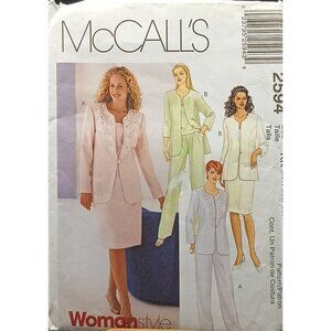 McCalls 2594 Womans Vintage Sewing Pattern Lined Jacket Top Pants & Skirt 2000
